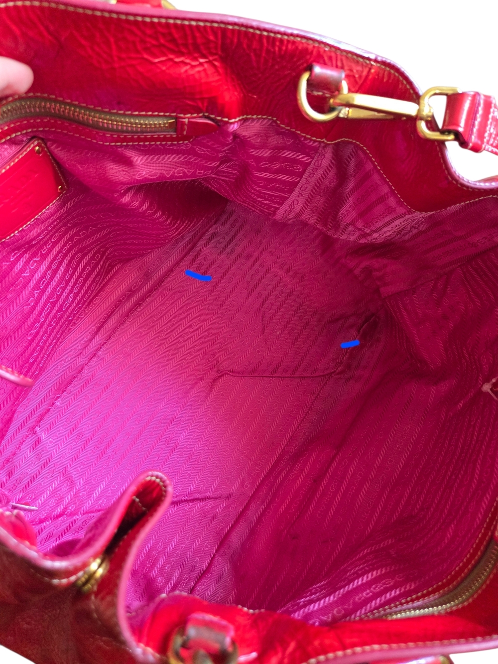 Prada Pink-Red Leather Shoulder Satchel with Gold Hardware - Picture 4 of 11